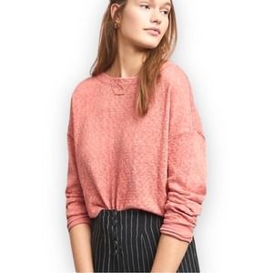 Anthropologie Slub Knit Drop Shoulder Sweater Pink Size Large